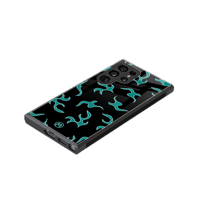 lil blue flames back phone cover | glass case for samsung galaxy s24 ultra