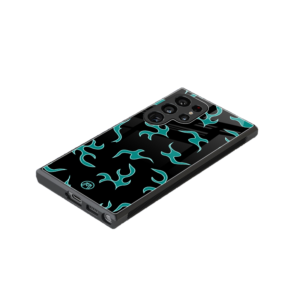 lil blue flames back phone cover | glass case for samsung galaxy s23 ultra