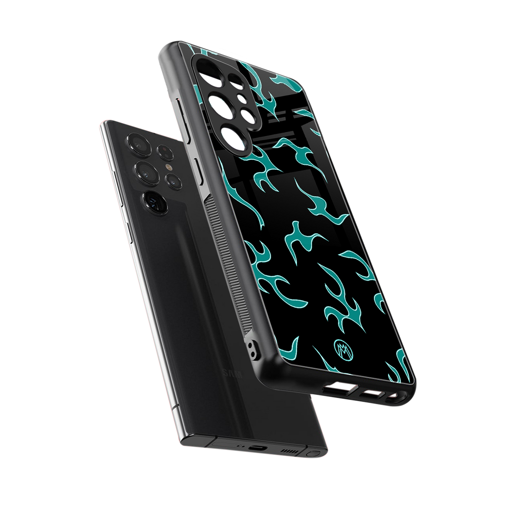 lil blue flames back phone cover | glass case for samsung galaxy s25 ultra