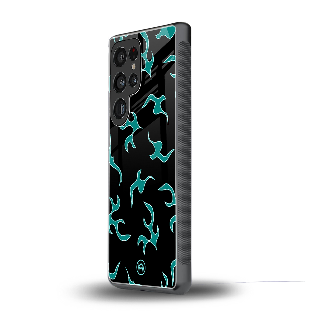 lil blue flames back phone cover | glass case for samsung galaxy s25 ultra