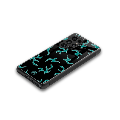 lil blue flames back phone cover | glass case for samsung galaxy s25 ultra