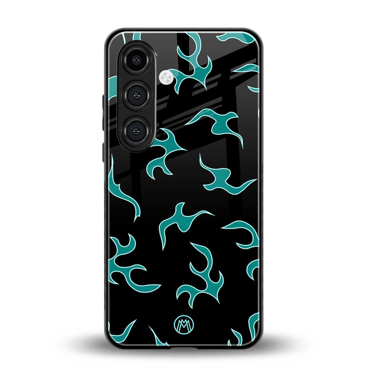 lil blue flames back phone cover | glass case for samsung galaxy s24 fe