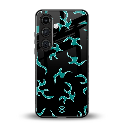 lil blue flames back phone cover | glass case for samsung galaxy s24 fe