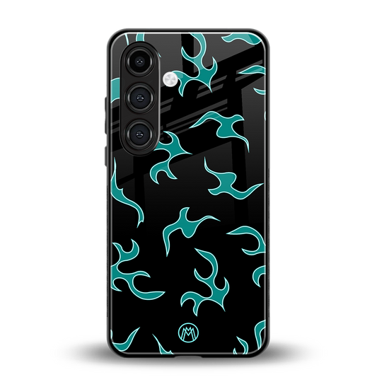 lil blue flames back phone cover | glass case for samsung galaxy s24 fe