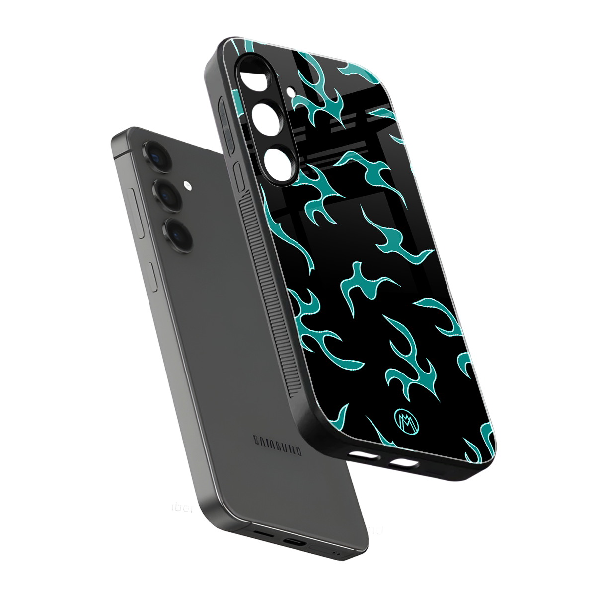 lil blue flames back phone cover | glass case for samsung galaxy s24