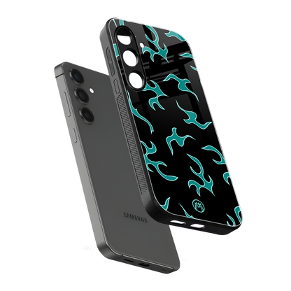 lil blue flames back phone cover | glass case for samsung galaxy s24 fe