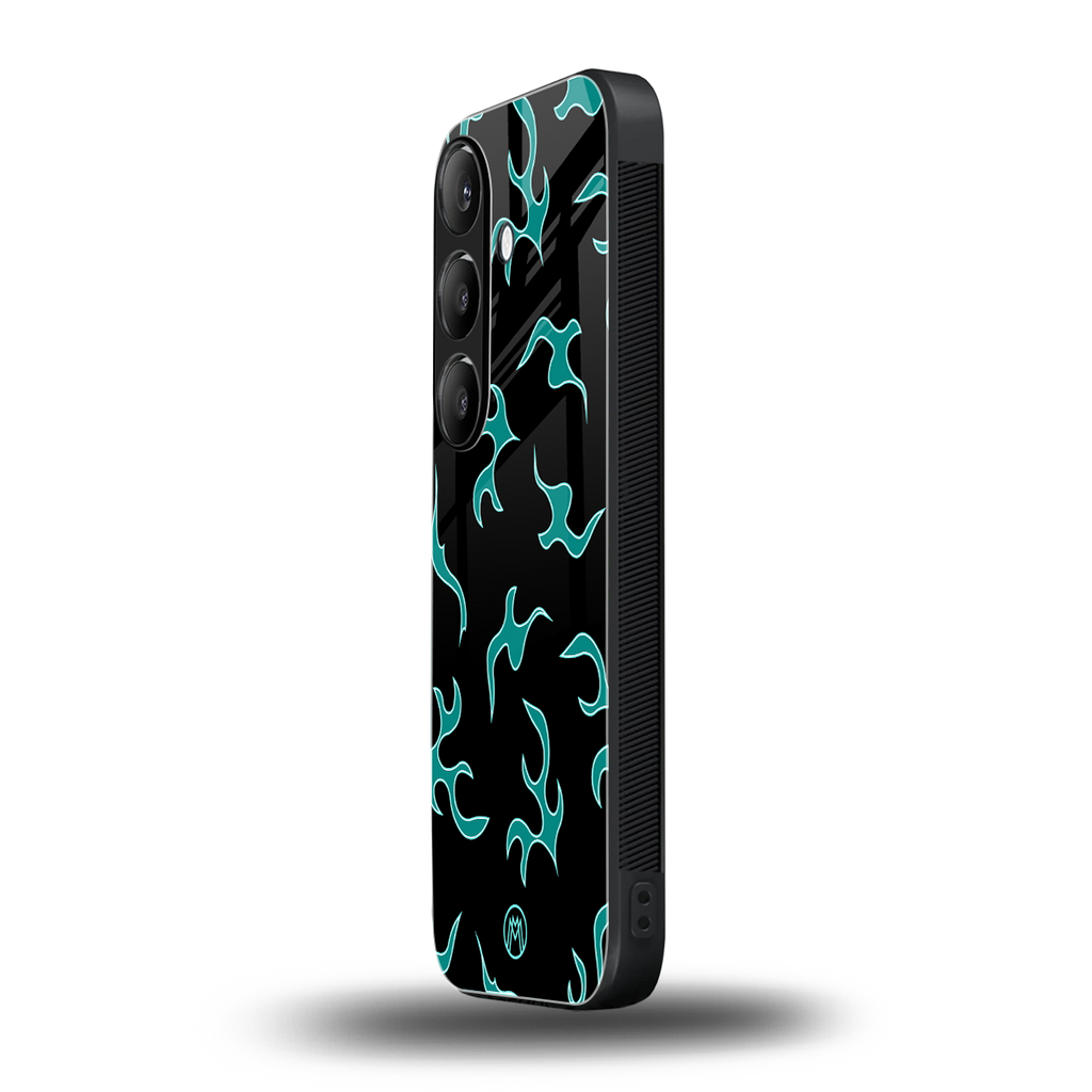 lil blue flames back phone cover | glass case for samsung galaxy s24 plus