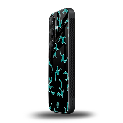lil blue flames back phone cover | glass case for samsung galaxy s24 fe