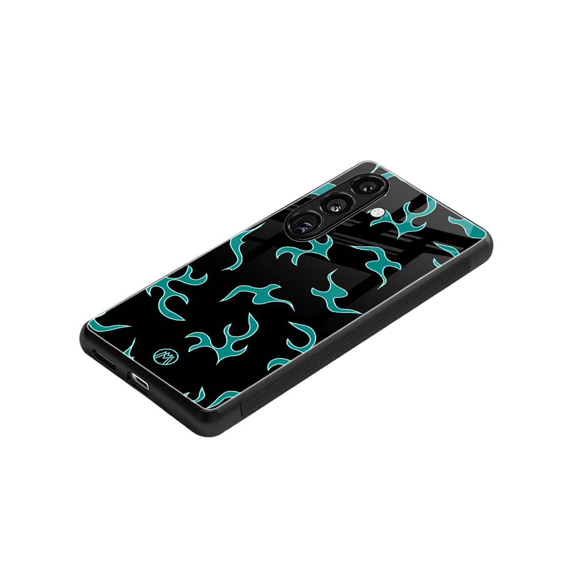 lil blue flames back phone cover | glass case for samsung galaxy s24