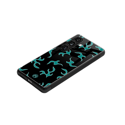 lil blue flames back phone cover | glass case for samsung galaxy s24 fe