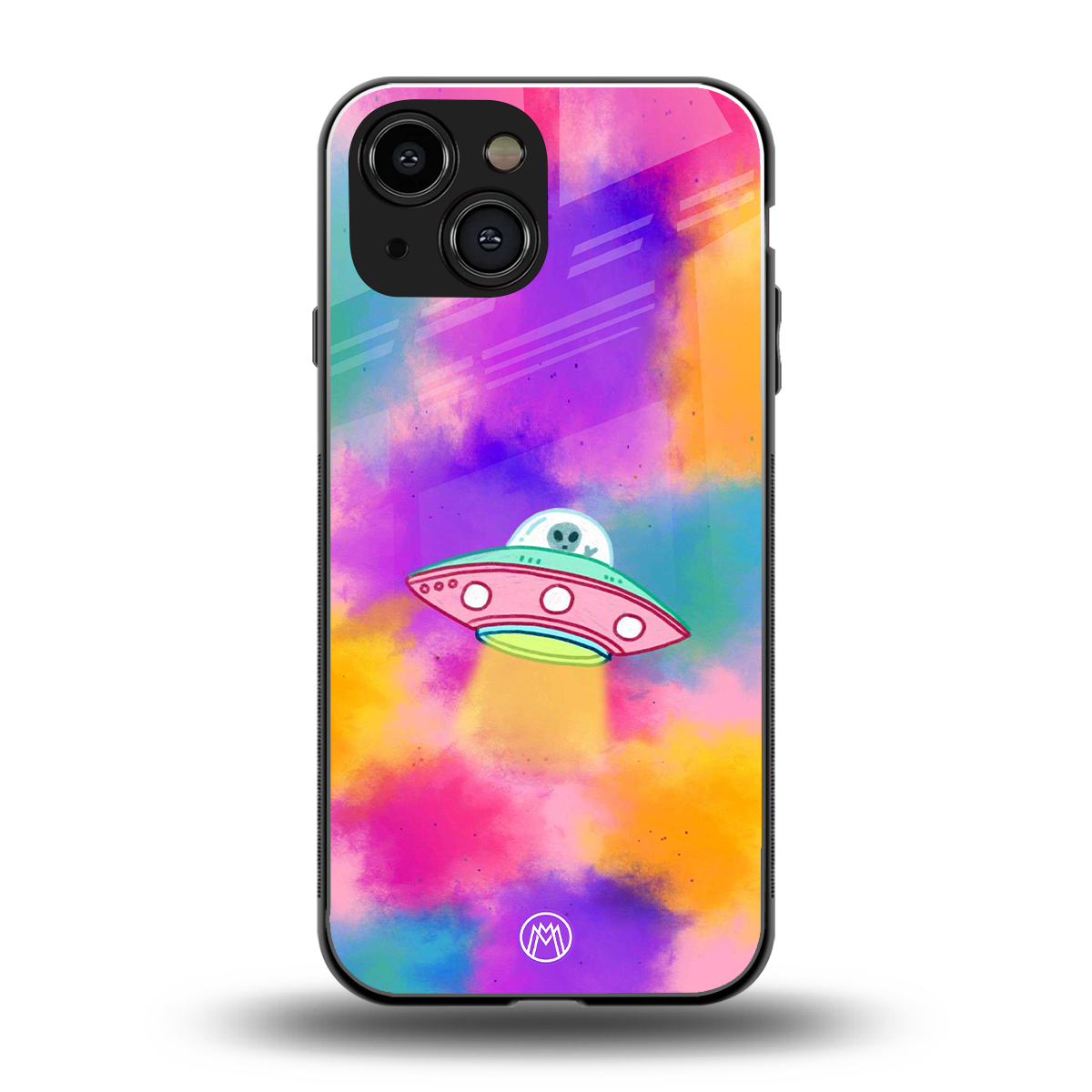 lil colourful alien back phone cover | glass case for iphone 13 mini