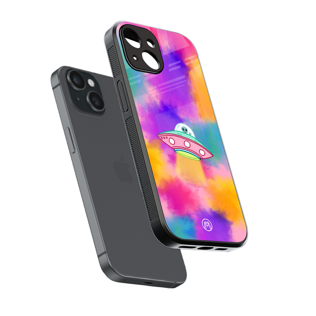 lil colourful alien back phone cover | glass case for iphone 13 mini
