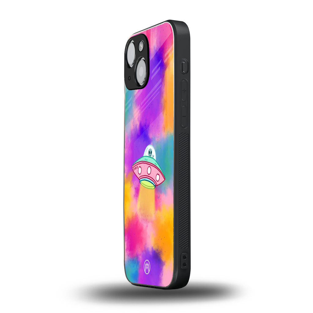 lil colourful alien back phone cover | glass case for iphone 13 mini