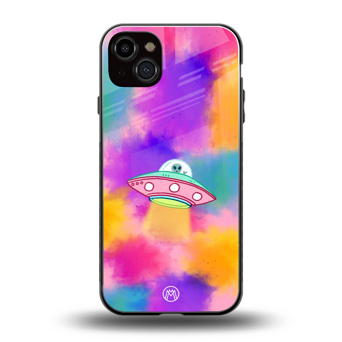 lil colourful alien back phone cover | glass case for iphone 15 plus