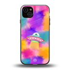 lil colourful alien back phone cover | glass case for iphone 14 plus