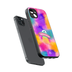 lil colourful alien back phone cover | glass case for iphone 15 plus