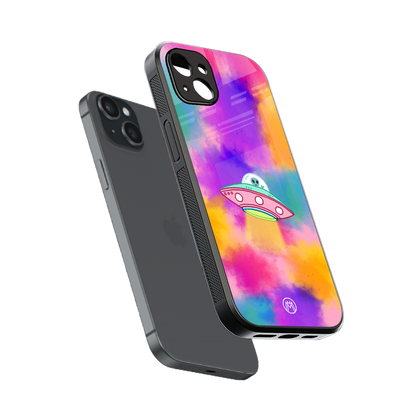 lil colourful alien back phone cover | glass case for iphone 14 plus