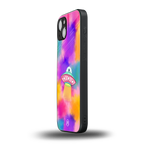 lil colourful alien back phone cover | glass case for iphone 15 plus