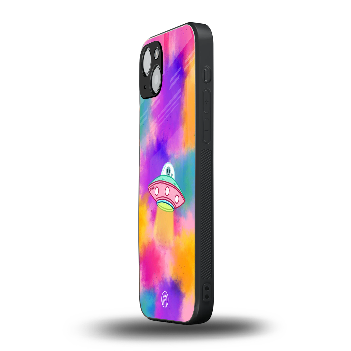 lil colourful alien back phone cover | glass case for iphone 14 plus