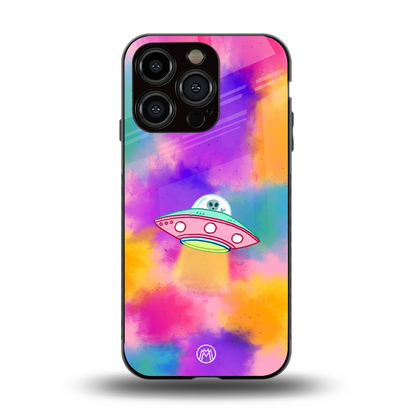 lil colourful alien back phone cover | glass case for iphone 15 pro