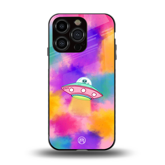 lil colourful alien back phone cover | glass case for iphone 15 pro