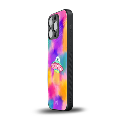 lil colourful alien back phone cover | glass case for iphone 15 pro