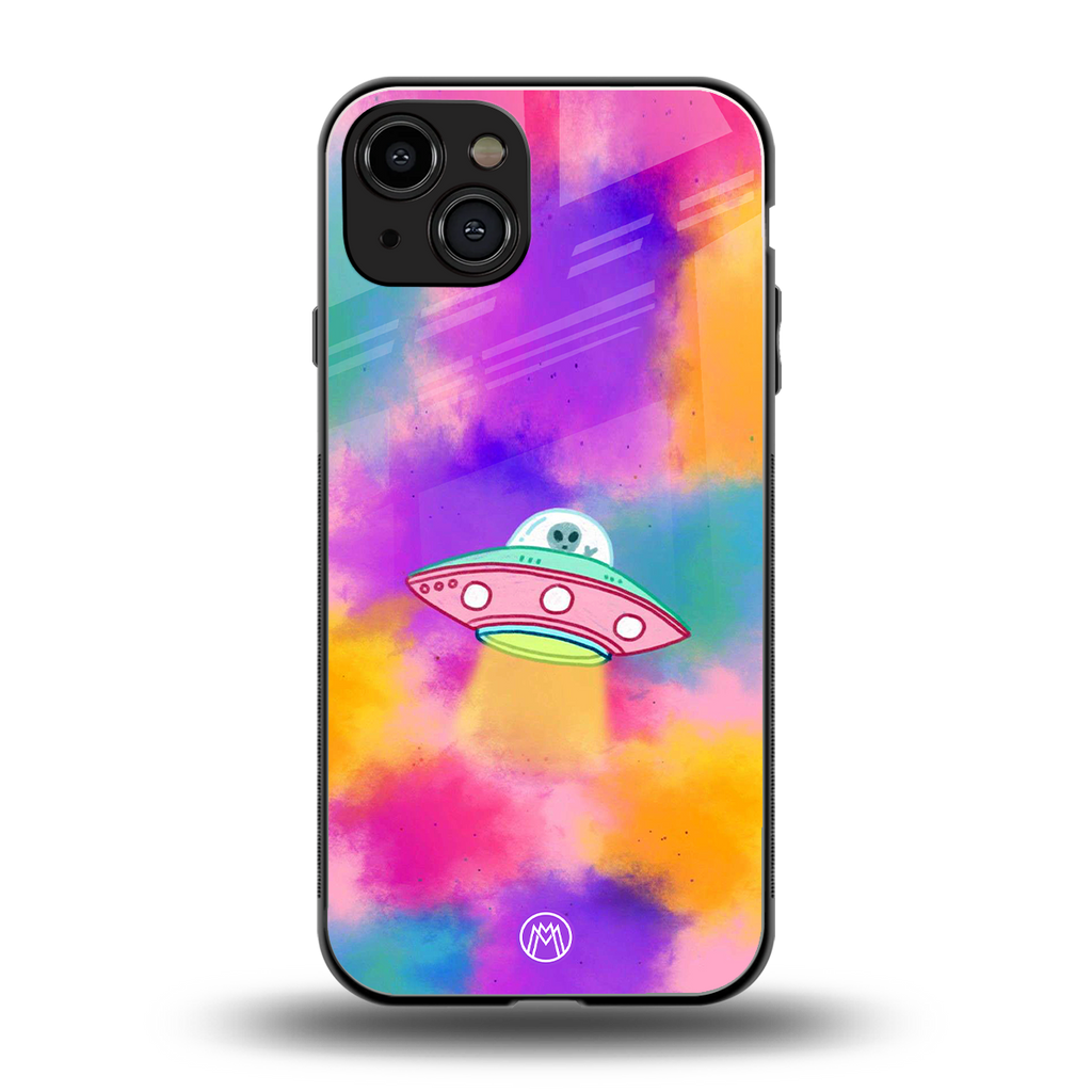 lil colourful alien back phone cover | glass case for iphone 15