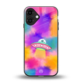 lil colourful alien back phone cover | glass case for iphone 16 plus
