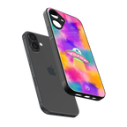 lil colourful alien back phone cover | glass case for iphone 16 plus