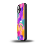 lil colourful alien back phone cover | glass case for iphone 16 plus