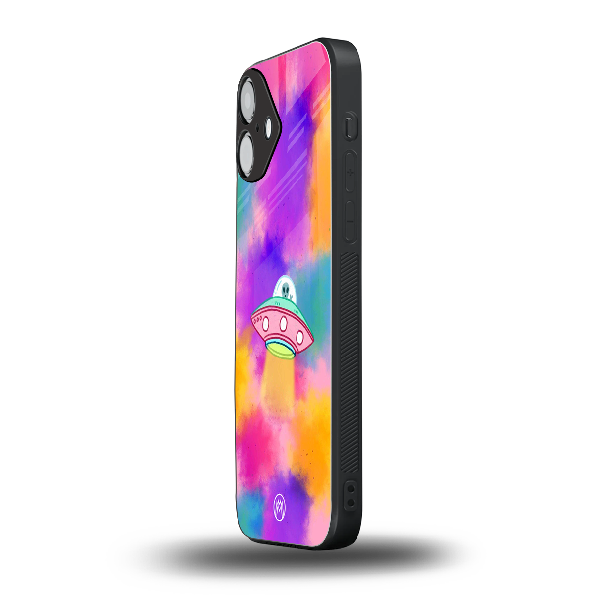 lil colourful alien back phone cover | glass case for iphone 16 plus