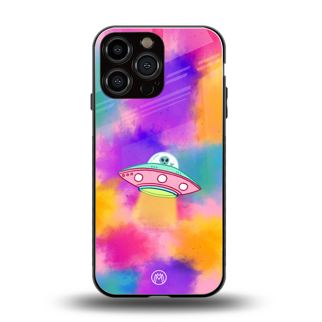 lil colourful alien back phone cover | glass case for iphone 16 pro max