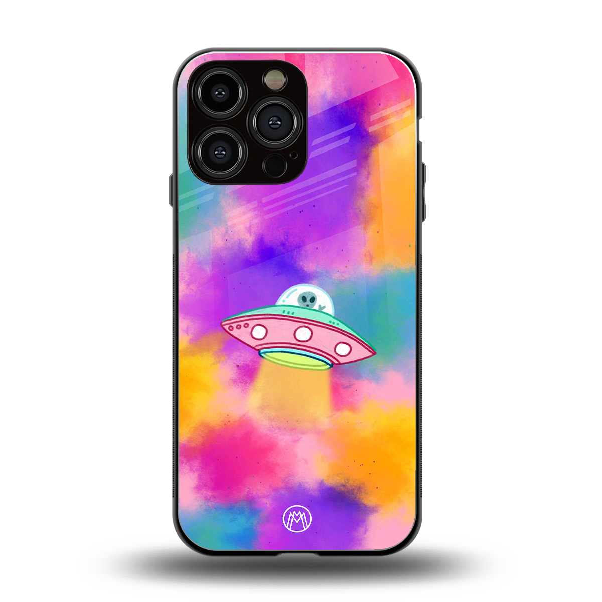 lil colourful alien back phone cover | glass case for iphone 16 pro max