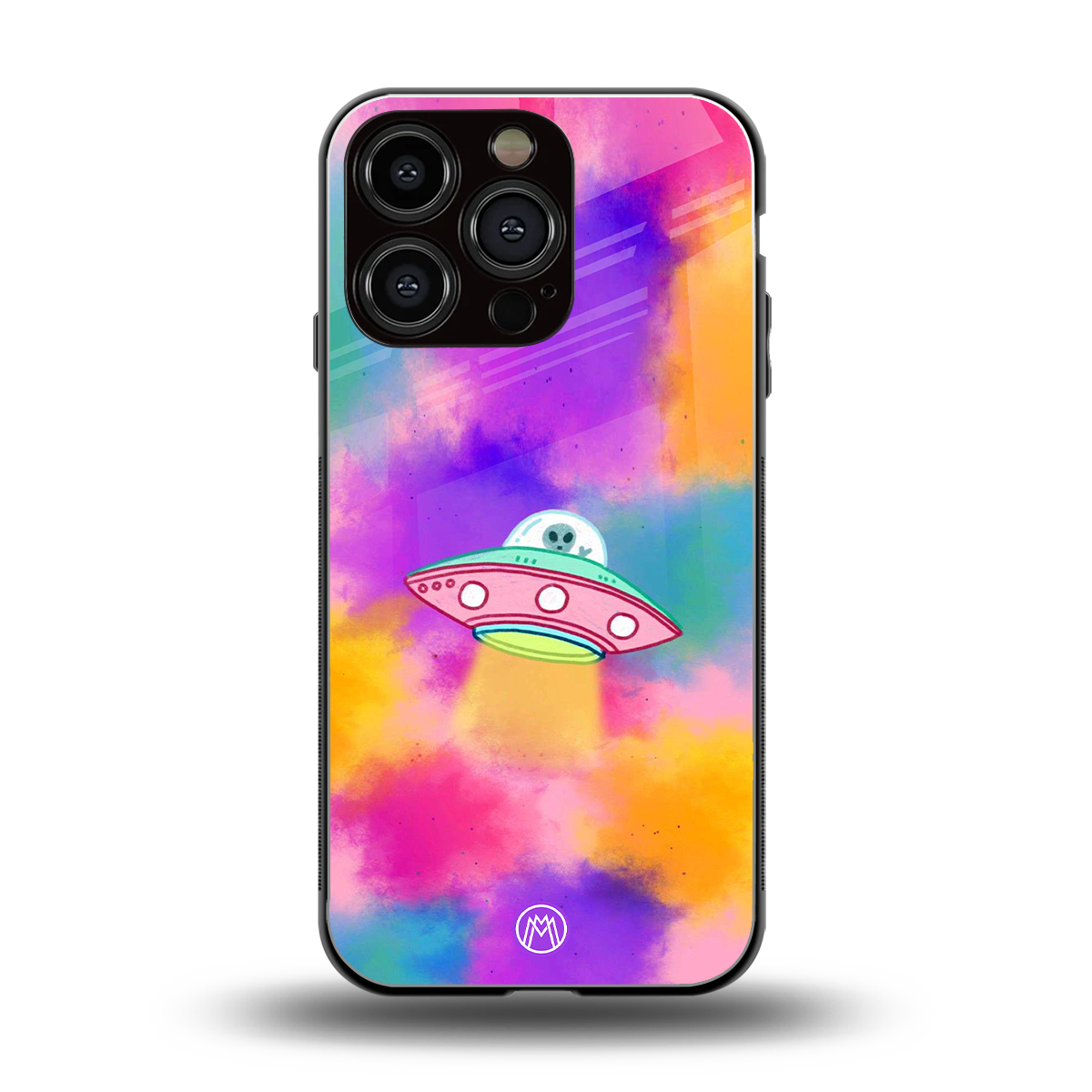 lil colourful alien back phone cover | glass case for iphone 16 pro