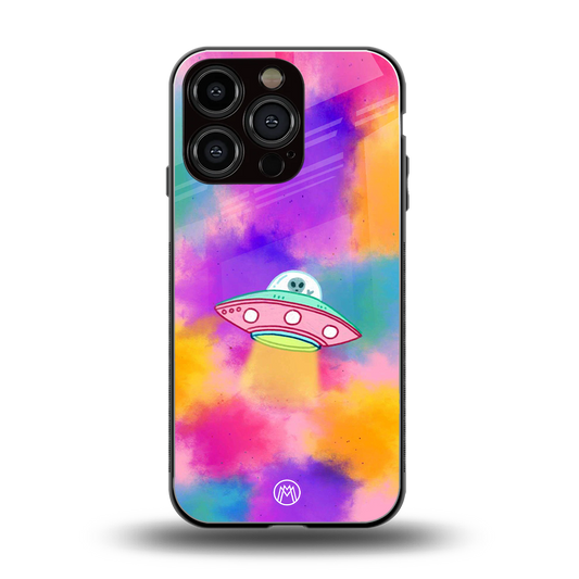 lil colourful alien back phone cover | glass case for iphone 16 pro