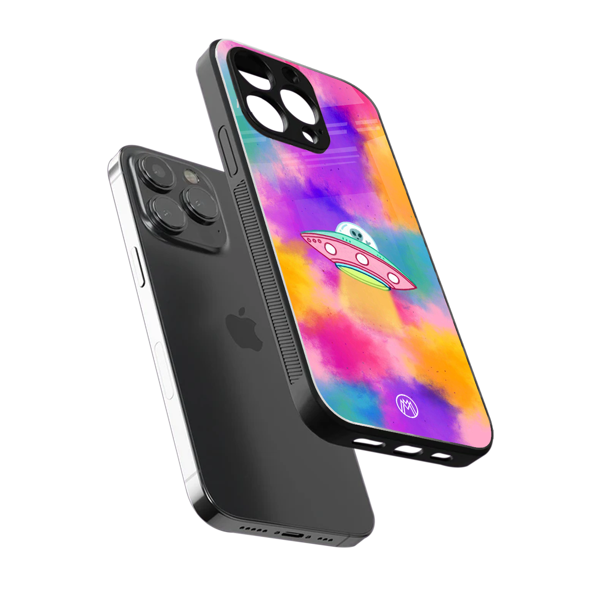 lil colourful alien back phone cover | glass case for iphone 16 pro