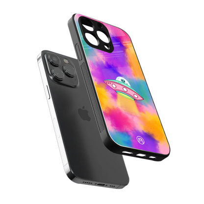 lil colourful alien back phone cover | glass case for iphone 16 pro
