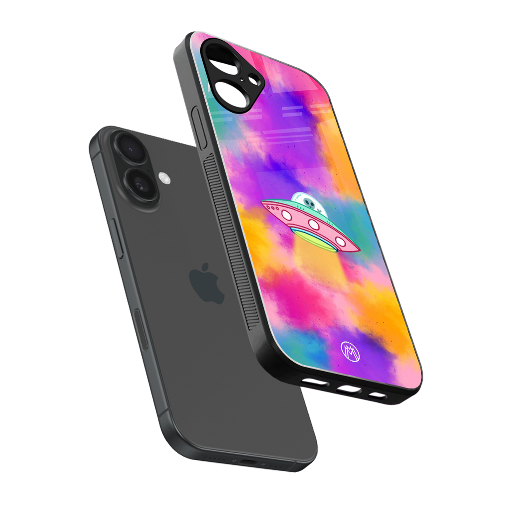 lil colourful alien back phone cover | glass case for iphone 16