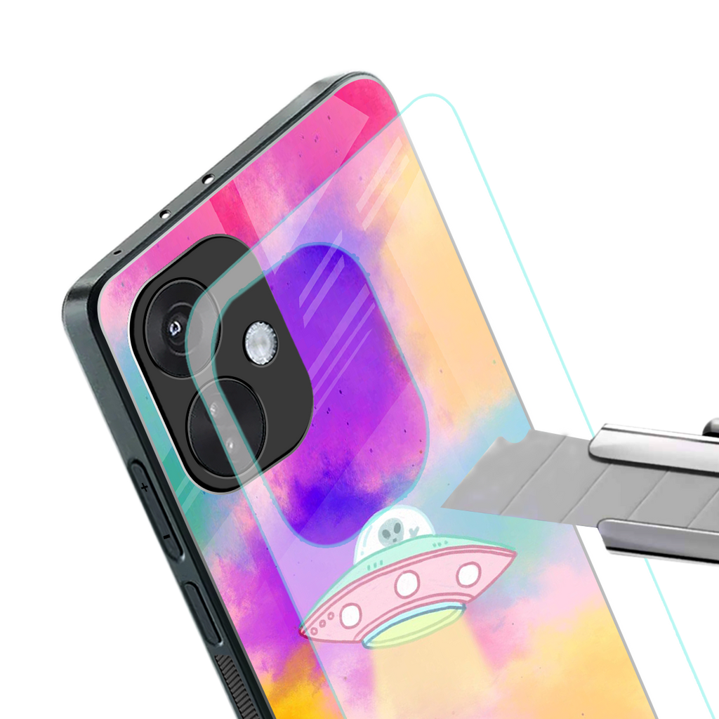 lil colourful alien back phone cover | glass case for oneplus nord ce 3