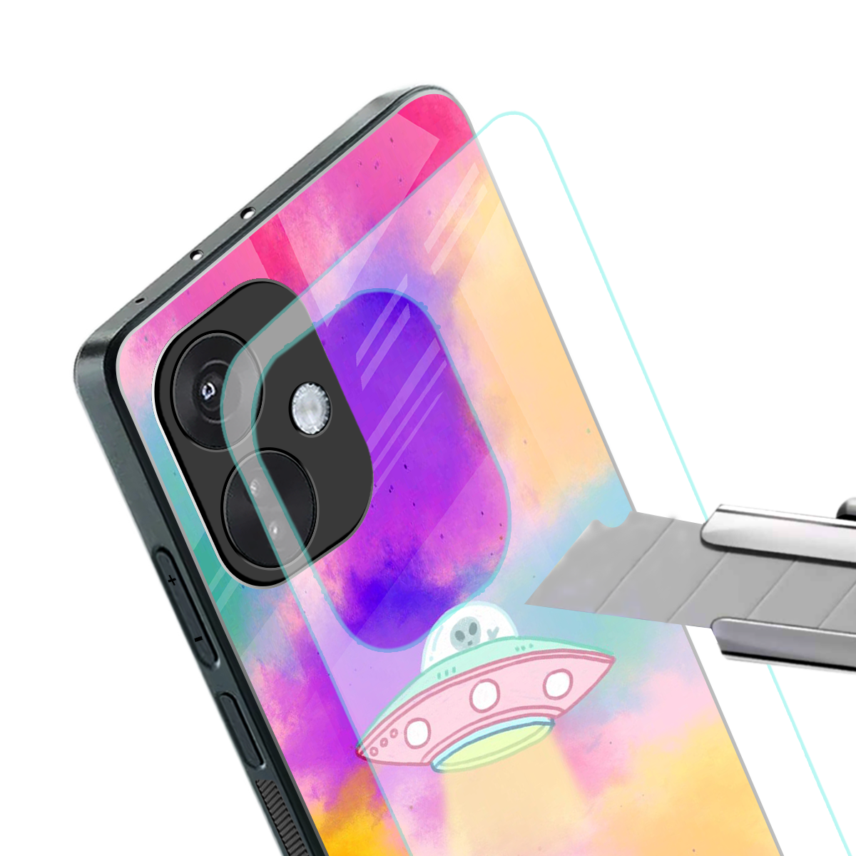 lil colourful alien back phone cover | glass case for oneplus nord ce 3