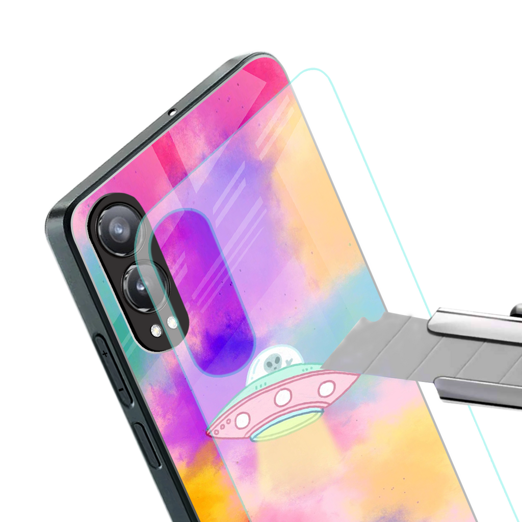 lil colourful alien back phone cover | glass case for oneplus nord ce 4 lite