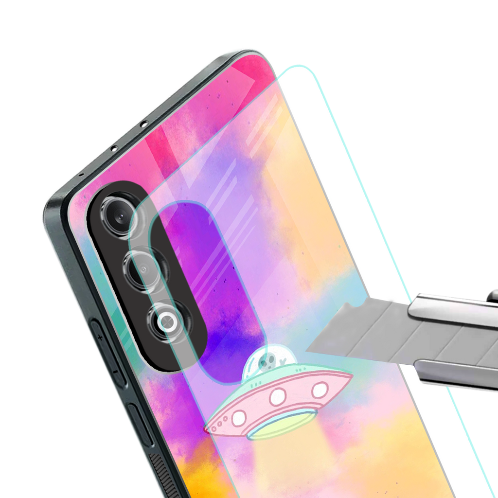 lil colourful alien back phone cover | glass case for oneplus nord ce 4
