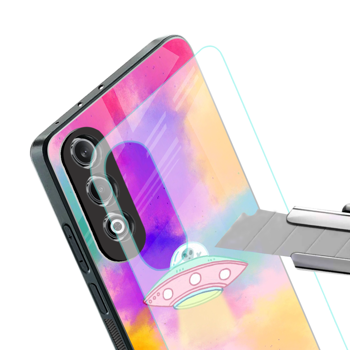 lil colourful alien back phone cover | glass case for oneplus nord ce 4