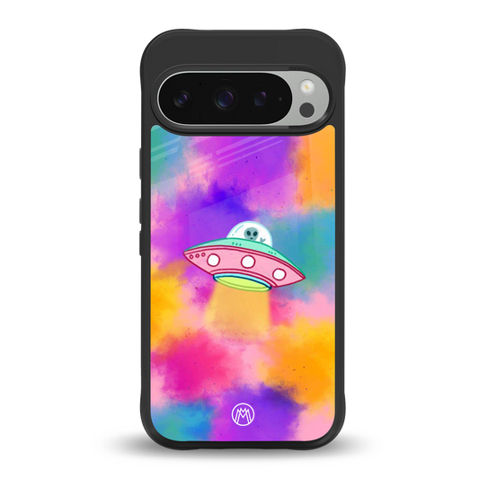 lil colourful alien back phone cover | glass case for google pixel 9 pro
