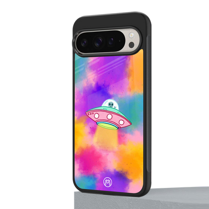 lil colourful alien back phone cover | glass case for google pixel 9 pro