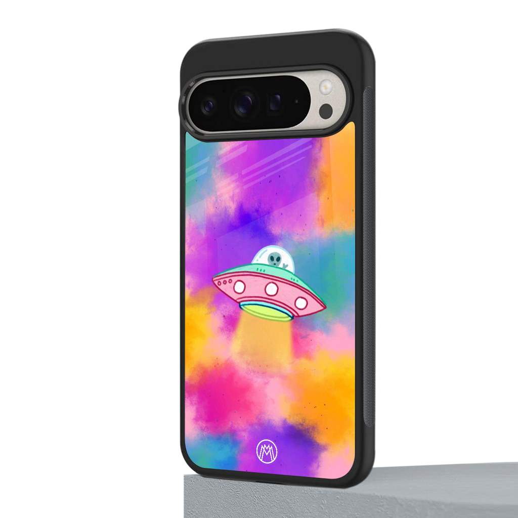 lil colourful alien back phone cover | glass case for google pixel 9 pro xl