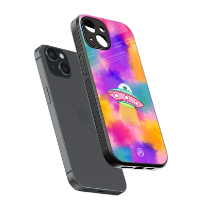 lil colourful alien back phone cover | glass case for iphone 15