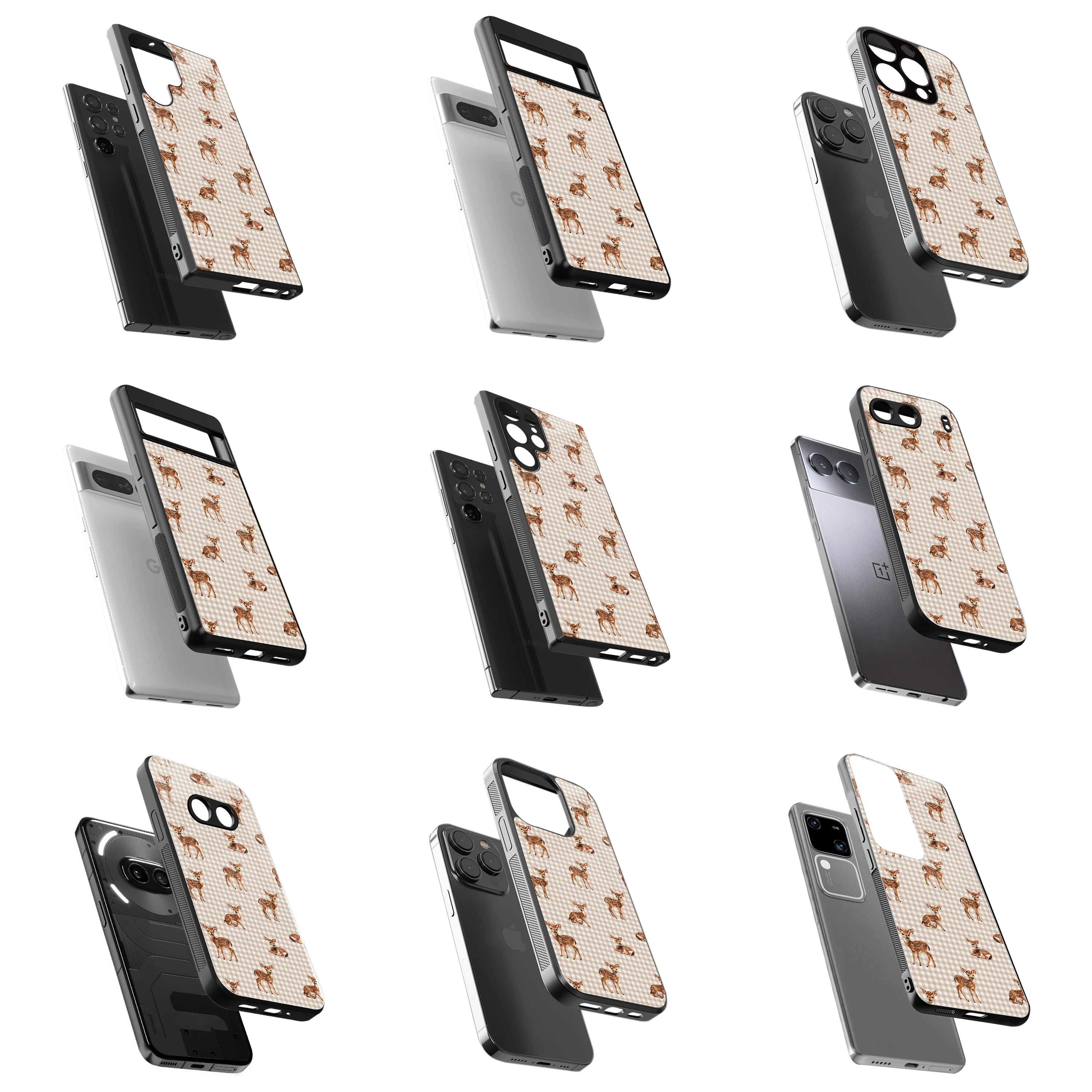 Durable Glass Back Mobile Case for iPhone, Samsung, OnePlus, Google Pixel, Redmi, Vivo, Oppo