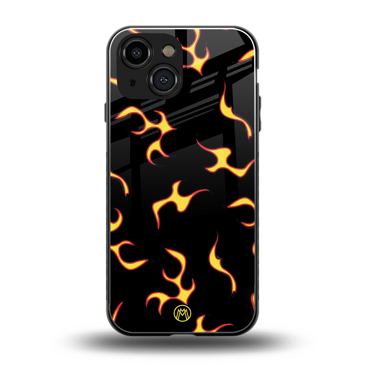 lil flames on black back phone cover | glass case for iphone 13 mini