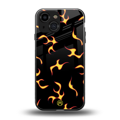 lil flames on black back phone cover | glass case for iphone 13 mini